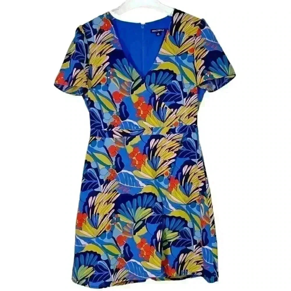 J.Crew Mercantile Faux Wrap Floral Paradise Tropical Mini Dress Size 6